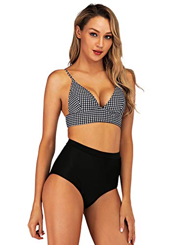 UUAISSO Conjunto de Bikini Push Up Baño Dos Piezas Mujer de Cintura Alta Bañador de Playa Swimwear, M