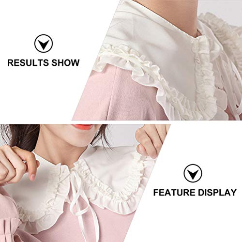 VALICLUD Collares Falsos Blusa Desmontable Cuello Borde de Hoja de Loto Falso Collar de Camisa Lolita Gran Mantón para Mujeres Niñas