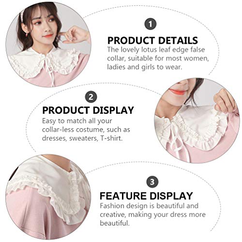 VALICLUD Collares Falsos Blusa Desmontable Cuello Borde de Hoja de Loto Falso Collar de Camisa Lolita Gran Mantón para Mujeres Niñas