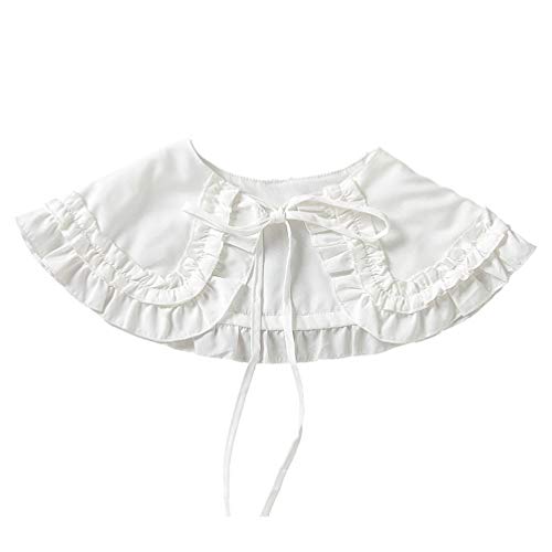 VALICLUD Collares Falsos Blusa Desmontable Cuello Borde de Hoja de Loto Falso Collar de Camisa Lolita Gran Mantón para Mujeres Niñas