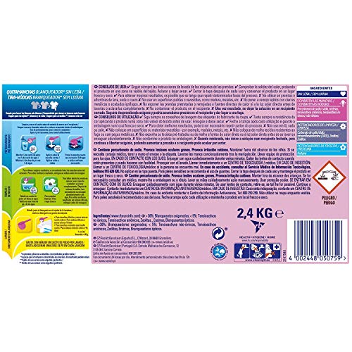 Vanish Oxi Action - Quitamanchas y Blanqueador para Ropa Blanca, en Polvo, Sin Lejía, 2.4 kg