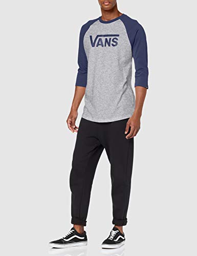 Vans Classic Raglan Camiseta, Multicolor (Athletic Heather/Dress Blue Koo), X-Large para Hombre