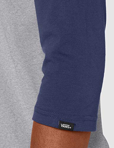 Vans Classic Raglan Camiseta, Multicolor (Athletic Heather/Dress Blue Koo), X-Large para Hombre