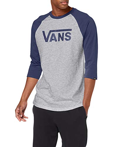 Vans Classic Raglan Camiseta, Multicolor (Athletic Heather/Dress Blue Koo), X-Large para Hombre
