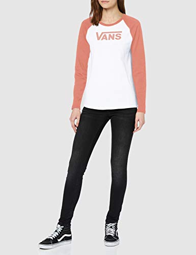 Vans Flying V LS Raglan Camiseta, Amanecer blanco-rosa, XS para Mujer