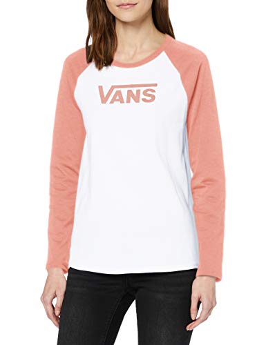 Vans Flying V LS Raglan Camiseta, Amanecer blanco-rosa, XS para Mujer