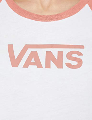 Vans Flying V LS Raglan Camiseta, Amanecer blanco-rosa, XS para Mujer
