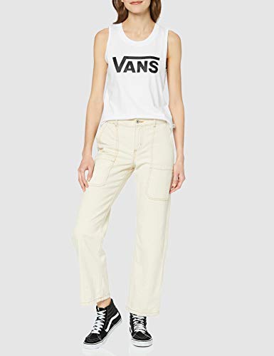 Vans Flying V Muscle Scoop Camiseta, Blanco (White White), 38 (Talla del Fabricante: Medium) para Mujer