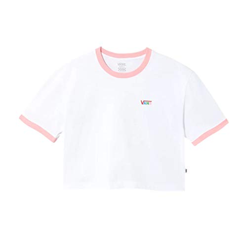 Vans VN0A4OV9YC0 – Camiseta de mujer corta Junior V Boxy blanca Bianco/Rosa S