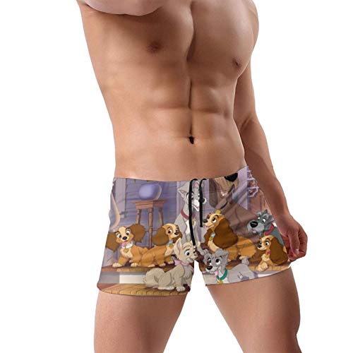 Vbanlya Lady Tramp - Bañador para hombre, diseño de bóxer, pantalones cortos de playa, cinturón elástico de nailon