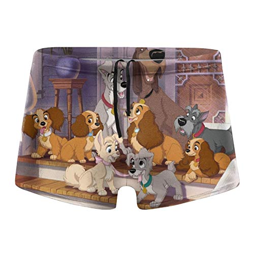 Vbanlya Lady Tramp - Bañador para hombre, diseño de bóxer, pantalones cortos de playa, cinturón elástico de nailon