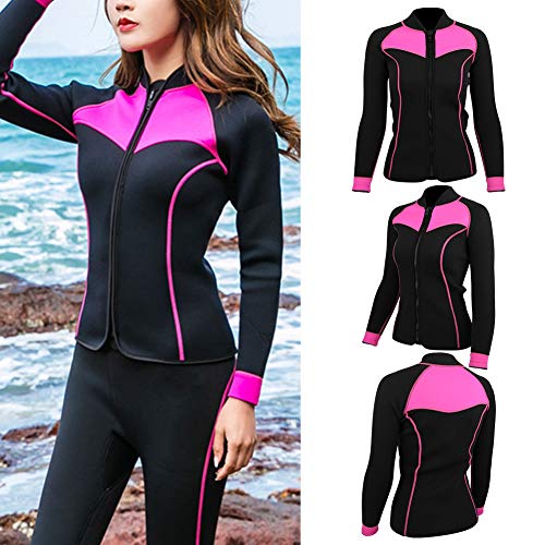 Vbest life Top de Traje de Neopreno de Manga Larga para Mujer con protección Solar, Traje de baño de Neopreno para esnórquel, Traje de Neopreno para Surf, Abrigo Superior(XXL)