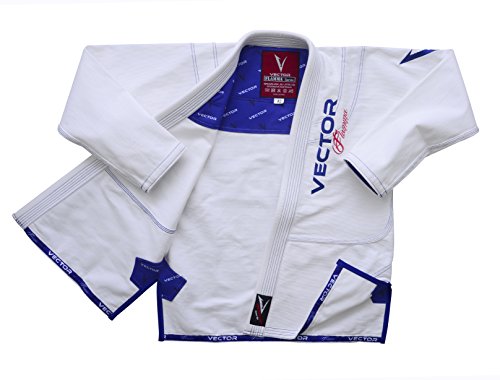 Vector Brasileño Jiu Jitsu Gi BJJ Kimono Serie Flamma con Cinturón Blanco Libre Tela Ultra Fuerte Preshrunk para Hombres y Mujeres