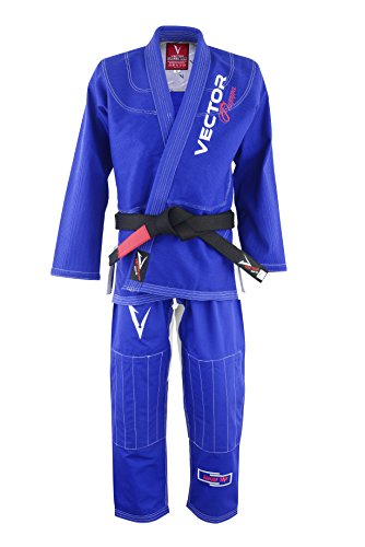 Vector Brasileño Jiu Jitsu Gi BJJ Kimono Serie Flamma con Cinturón Blanco Libre Tela Ultra Fuerte Preshrunk para Hombres y Mujeres