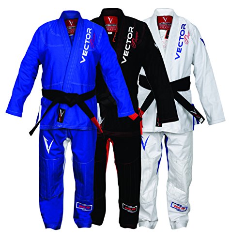 Vector Brasileño Jiu Jitsu Gi BJJ Kimono Serie Flamma con Cinturón Blanco Libre Tela Ultra Fuerte Preshrunk para Hombres y Mujeres