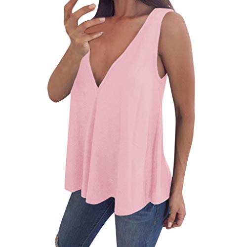 Dilgul Camiseta Sin Mangas Mujer con Cuello en V para Mujer Verano Túnica Tops Blusa Camisas