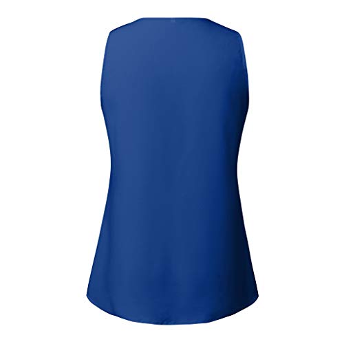 VEMOW Cami Tops Camiseta con Cuello en V para Mujer Camiseta sin Mangas Chaleco de Verano Blusa Talla Grande(ZA Armada,XXL)