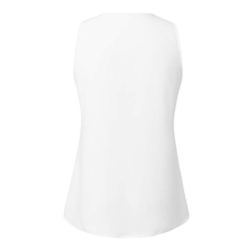 VEMOW Cami Tops Camiseta con Cuello en V para Mujer Camiseta sin Mangas Chaleco de Verano Blusa Talla Grande(ZA Blanco,XXL)