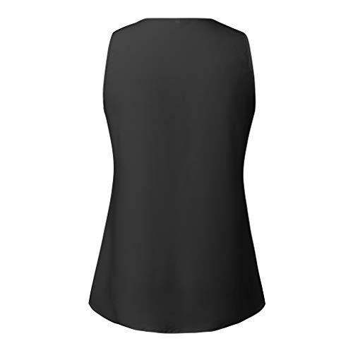VEMOW Cami Tops Camiseta con Cuello en V para Mujer Camiseta sin Mangas Chaleco de Verano Blusa Talla Grande(ZA Negro,L)