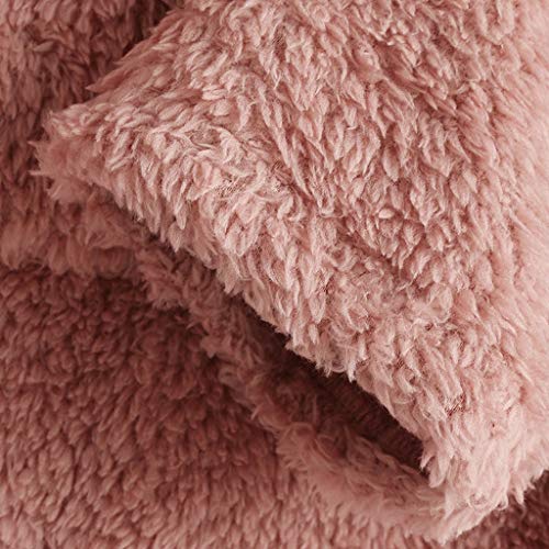 VEMOW Sudaderas con Capucha Mujer Lana Bordado Talla Extra Calentar Pullover Parte Superior Botón Suéter Blusa Tops Camisa OtoñO Invierno(Rosado,L)