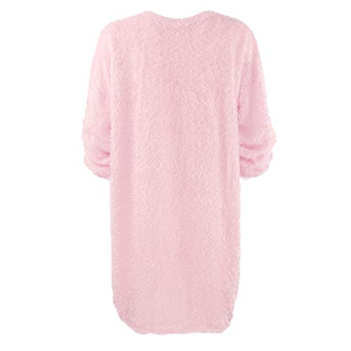 VEMOW Vestido Mujer Invierno SuéTer Tejer SuéTer Tipo con Cuello De Tortuga Calentar Manga Larga Bolsillo Mini SuéTer Vestir OtoñO Summer(Rosado,2XL)