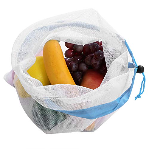 【????? ?????? ?????????】wosume Drawstring Mesh Bags Reusable Misceláneas Juguete Fruit Vegetable Storage Punch 15pcs