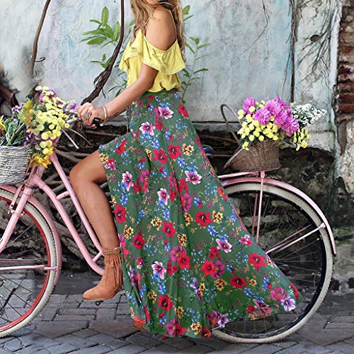 Ventas de Vestidos de Fiesta en la Playa de Verano Yvelands Mujeres Bohemio de Dos Piezas con Pliegues Vestidos Estampados para Vacaciones