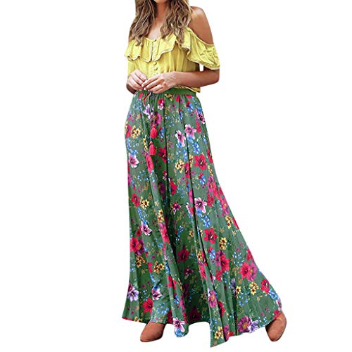 Ventas de Vestidos de Fiesta en la Playa de Verano Yvelands Mujeres Bohemio de Dos Piezas con Pliegues Vestidos Estampados para Vacaciones