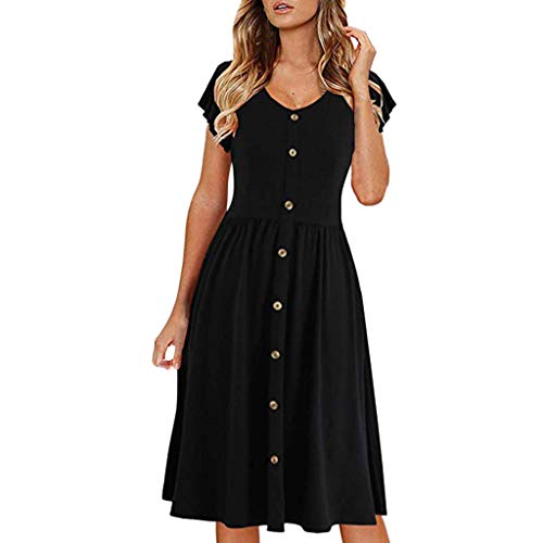 Ventas de Vestidos de Novia de Fiesta en la Playa de Verano Yvelands Vestido de Mujer con botón Sin Mangas Informal Fiesta de Noche Vestido Mini Club