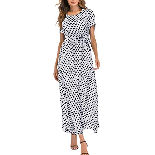 Ventas de Vestidos de Verano, Yvelands, Mujeres, Lunares, Vestidos de Manga Corta, Swing Suelto, Vestido de Playa, Vendaje, Vestido Largo Maxi