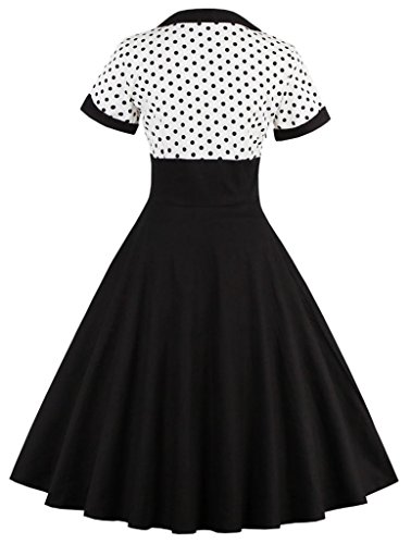 VERNASSA 1950s Vestidos para Mujer, 50s Vestido Retro con Estilo del Oscilación de la Tarde de la Vendimia del Baile de Fin de Curso del Club del Coctel del Algodón del Estilo de Hepburn
