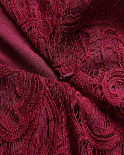 VERNASSA Mujer Vestido sin Mangas con Cuello en v y Encaje Floral de los años 50,Vestido de Fiesta Formal del cóctel de la Comida campestre del jardín Vestidos de Boda para Nupcial,S-XXL