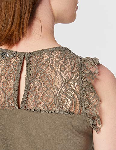Vero Moda VMALBERTA Sweetheart Lace S/L Top Noos Blusa, Verde Oscuro, M para Mujer