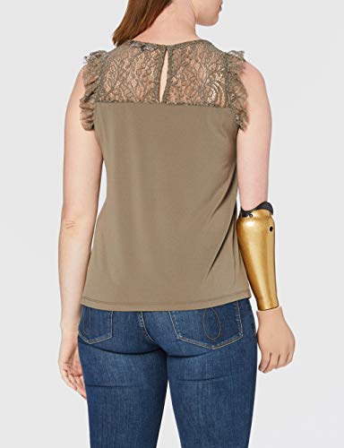 Vero Moda VMALBERTA Sweetheart Lace S/L Top Noos Blusa, Verde Oscuro, Mujer