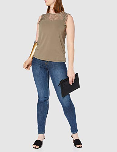 Vero Moda VMALBERTA Sweetheart Lace S/L Top Noos Blusa, Verde Oscuro, XL para Mujer