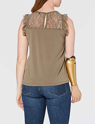 Vero Moda VMALBERTA Sweetheart Lace S/L Top Noos Blusa, Verde Oscuro, XL para Mujer