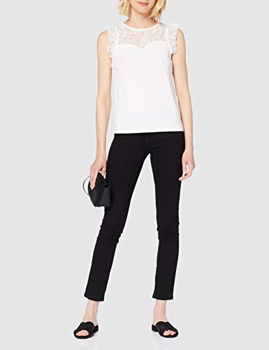 Vero Moda VMALBERTA Sweetheart Lace S/L Top Noos Camiseta sin Mangas, Blanco (Snow White Snow White), XS para Mujer