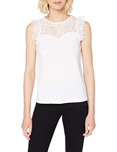 Vero Moda VMALBERTA Sweetheart Lace S/L Top Noos Camiseta sin Mangas, Blanco (Snow White Snow White), XS para Mujer