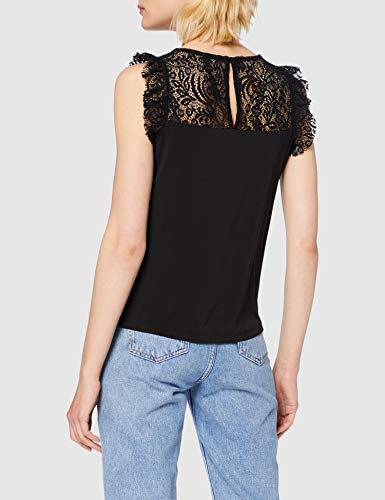 Vero Moda VMALBERTA Sweetheart Lace S/L Top Noos Camiseta sin Mangas, Negro (Black Black), XS para Mujer