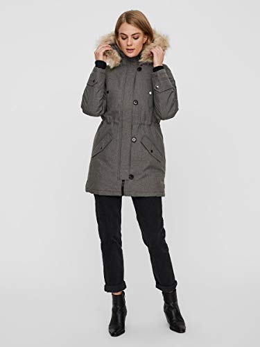 Vero Moda Vmexcursion Expedition Aw193/4parka Noos Abrigo, Gris (Medium Grey Melange Medium Grey Melange), 38 (Talla del fabricante: Small) para Mujer