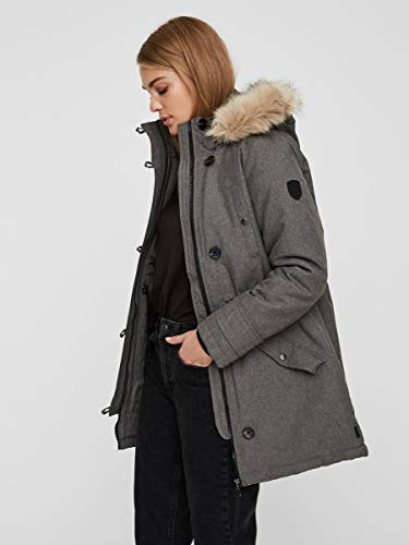 Vero Moda Vmexcursion Expedition Aw193/4parka Noos Abrigo, Gris (Medium Grey Melange Medium Grey Melange), 38 (Talla del fabricante: Small) para Mujer