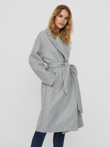 Vero Moda VMFORTUNE Long Jacket PI Abrigo, gris claro, L para Mujer