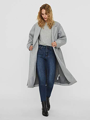 Vero Moda VMFORTUNE Long Jacket PI Abrigo, gris claro, L para Mujer