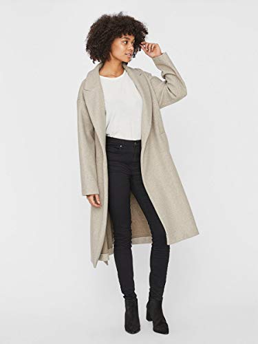 Vero Moda VMFORTUNE Long Jacket PI Abrigo, Silver Mink, L para Mujer