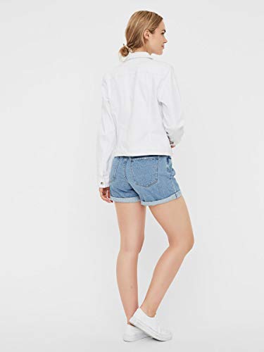 Vero Moda Vmhot SOYA LS Denim Jacket Mix Noos Chaqueta, Blanco (Bright White Bright White), 44 (Talla del Fabricante: X-Large) para Mujer