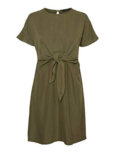 Vero Moda VMLAURA SS Front Knot Batwing Dress GA Vestido, Color Verde, XS para Mujer