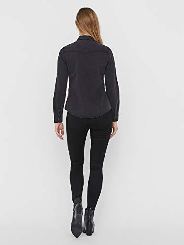 Vero Moda Vmmaria LS Dnm Slim Shirt Mix Ga Noos Ci Camisa, Schwarz, S para Mujer