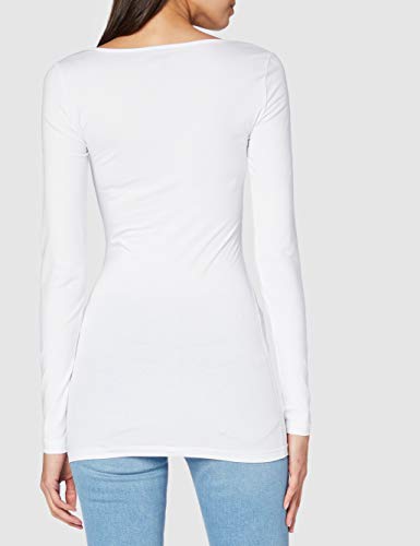 VERO MODA VMMAXI MY LS SOFT LONG U-NECK NOOS, Camisa Manga Larga Mujer, Blanco (Bright White), 36 (Talla del fabricante: Small)