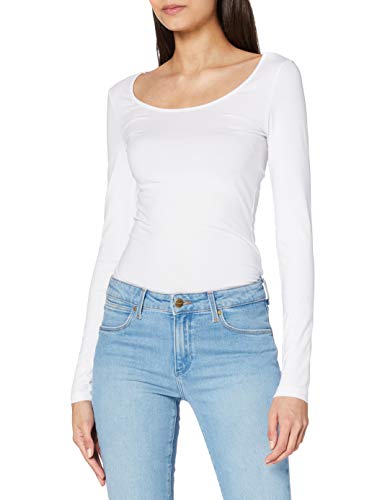 VERO MODA VMMAXI MY LS SOFT LONG U-NECK NOOS, Camisa Manga Larga Mujer, Blanco (Bright White), 36 (Talla del fabricante: Small)