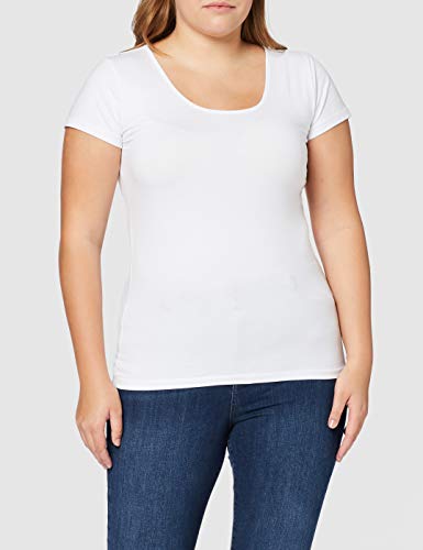 Vero Moda VMMAXI MY SS Soft U-Neck Noos Camiseta, Color Blanco Brillante, 42 (Talla Fabricante: XL) para Mujer